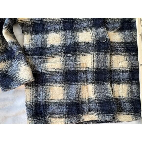 Madewell Black Gray Cream Wool Plaid Jacket Buffalo Check S Oversized - Picture 7 of 7